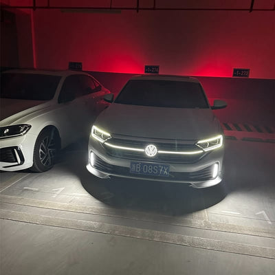 Emblème Lumineux Volkswagen LED 137 147 155mm ACC Étanche - détail du montage - Becquet Voiture