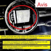 Beleuchtetes Volkswagen-Emblem LED 137 147 155 mm ACC Wasserdicht - Seitenansicht - Becquet Voiture