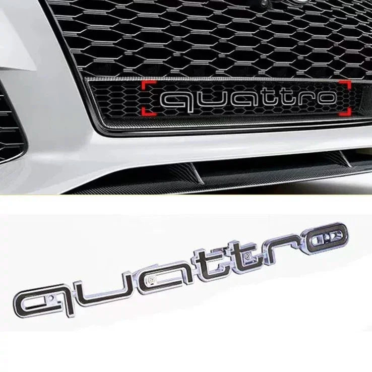 Emblème Quattro 3D Calandre Audi A3 A4 A6 Q5 - vue de face - Becquet Voiture