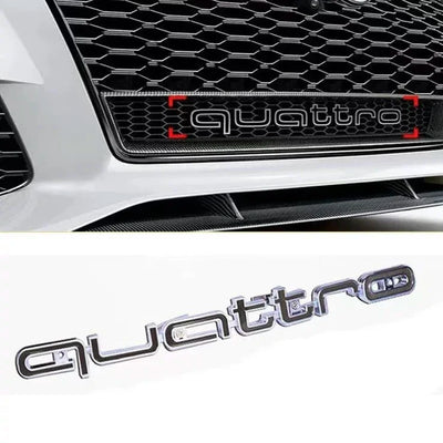 Emblème Quattro 3D Calandre Audi A3 A4 A6 Q5 - vue de face - Becquet Voiture