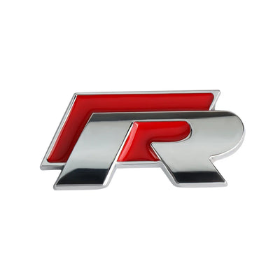 Emblème R coffre VW Polo Golf Passat Tiguan T-Roc - vue de profil - Becquet Voiture