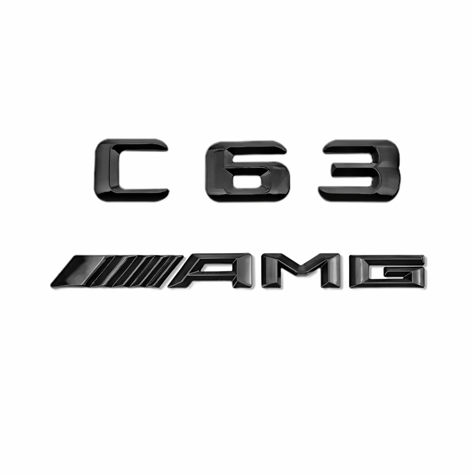 Emblèmes coffre noirs Mercedes Classe C lettres AMG - vue de face - Becquet Voiture