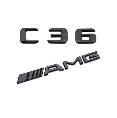 Emblèmes De Coffres Noirs Logos Mercedes Classe C AMG C180 - installé sur véhicule - Becquet Voiture
