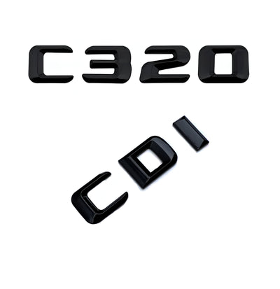 Emblèmes De Coffres Noirs Logos Mercedes Classe C AMG C180 - packshot studio 2 - Becquet Voiture