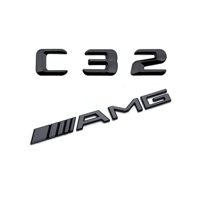 Emblèmes De Coffres Noirs Logos Mercedes Classe C AMG C180 - vue arrière - Becquet Voiture