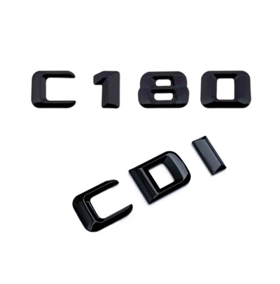 Emblèmes De Coffres Noirs Logos Mercedes Classe C AMG C180 - vue de dessus 2 - Becquet Voiture