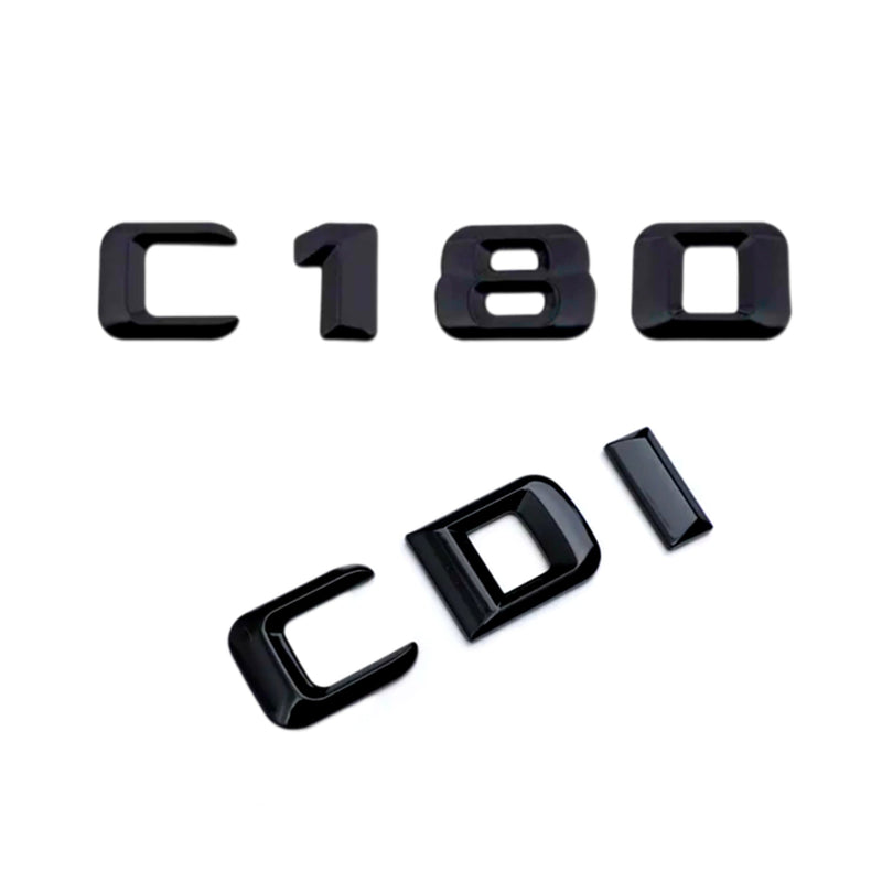 Emblèmes De Coffres Noirs Logos Mercedes Classe C AMG C180 - vue de dessus 2 - Becquet Voiture
