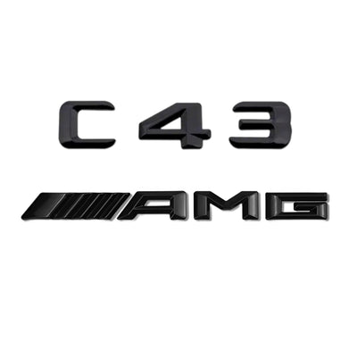 Emblèmes De Coffres Noirs Logos Mercedes Classe C AMG C180 - vue de profil - Becquet Voiture