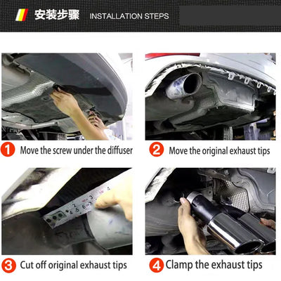 Embout d'Échappement Audi A4 A5 A6 A7 Style S4 S5 S6 - installé sur véhicule - Becquet Voiture