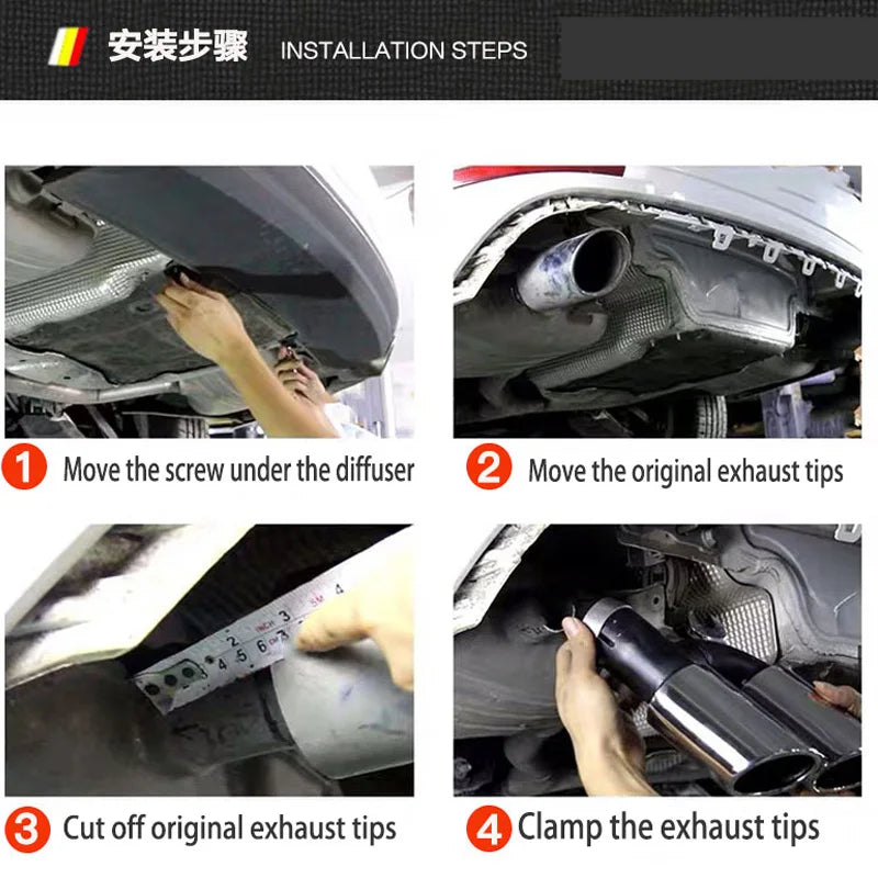 Embout d'Échappement Audi A4 A5 A6 A7 Style S4 S5 S6 - installé sur véhicule - Becquet Voiture