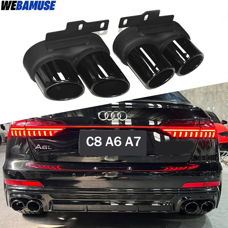 Embout d'Échappement Audi A6 A7 C8 2019-2024 - vue de face - Becquet Voiture