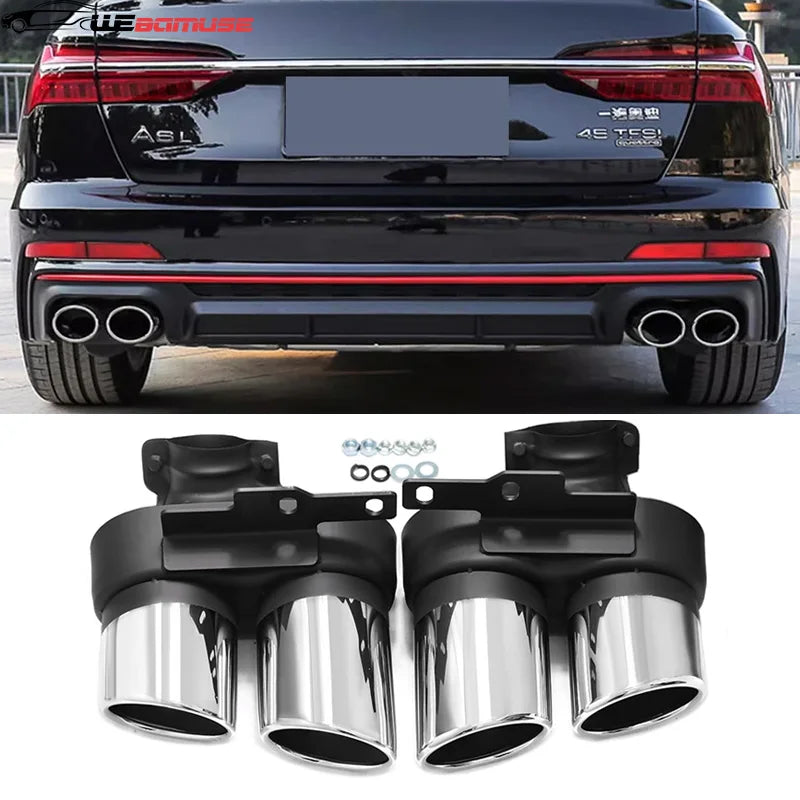 Embout d'Échappement Audi A6 A7 C8 Style S6 S7 - vue de face - Becquet Voiture