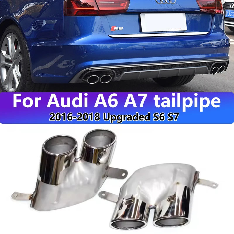 Embout d'Échappement Audi A6 A7 S6 S7 4 Sorties - vue de face - Becquet Voiture