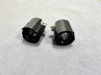 Embout d'Échappement Carbone Noir Brillant BMW M F20 F22 F32 - installé sur véhicule - Becquet Voiture