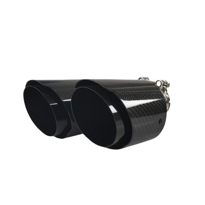 Embout d'Échappement Carbone Universel Double Sortie - installé sur véhicule - Becquet Voiture