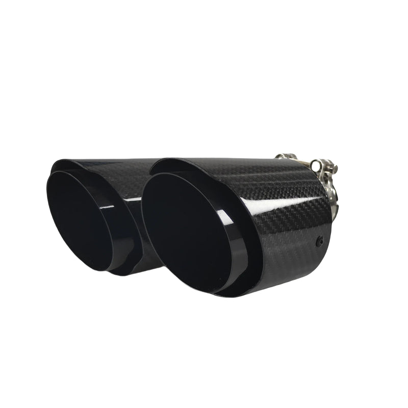 Embout d'Échappement Carbone Universel Double Sortie - installé sur véhicule - Becquet Voiture