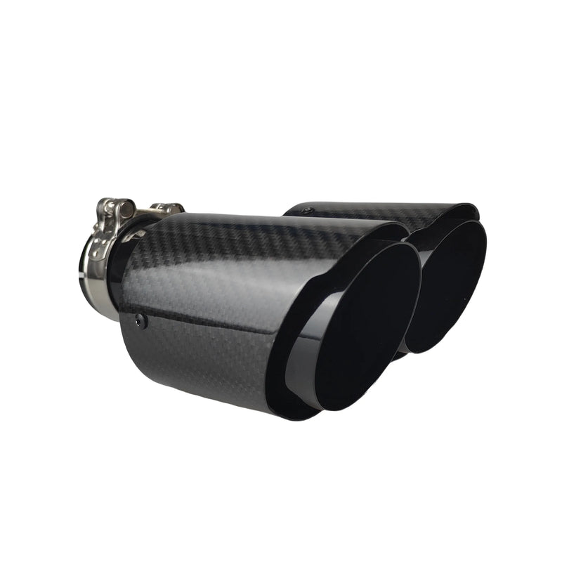 Embout d'Échappement Carbone Universel Double Sortie - vue arrière - Becquet Voiture