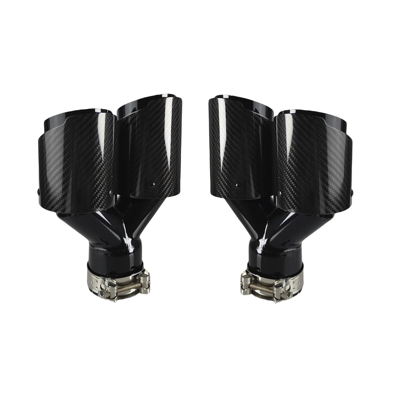 Embout d'Échappement Carbone Universel Double Sortie - vue de face - Becquet Voiture