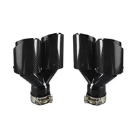 Embout d'Échappement Carbone Universel Double Sortie - vue de face - Becquet Voiture