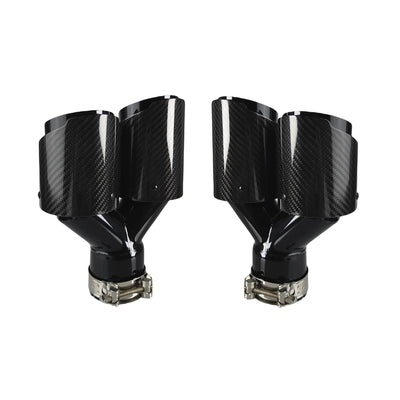Embout d'Échappement Carbone Universel Double Sortie - vue de face - Becquet Voiture