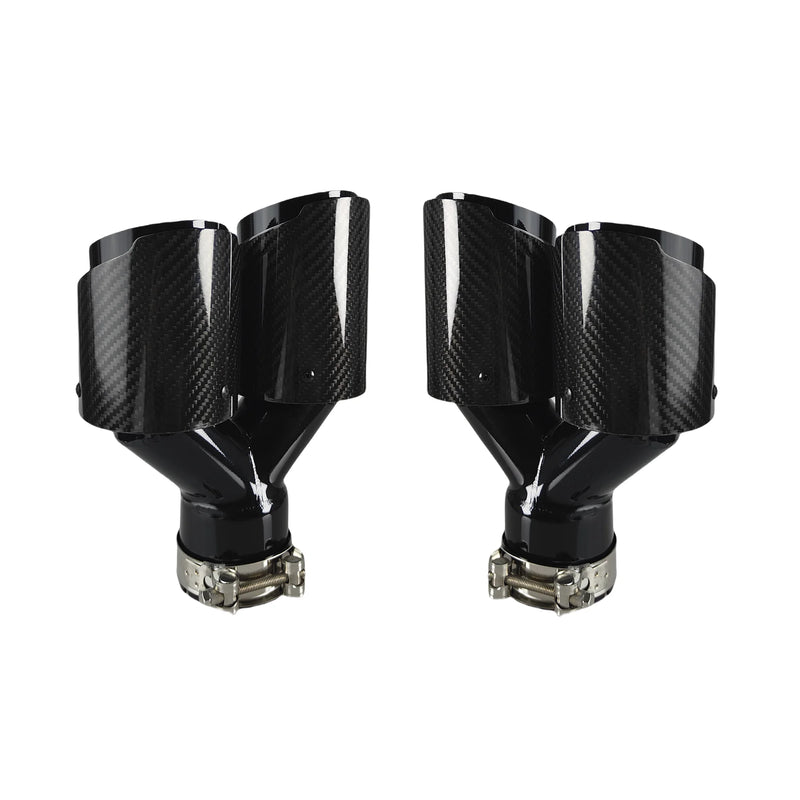Embout d'Échappement Carbone Universel Double Sortie - vue de face - Becquet Voiture