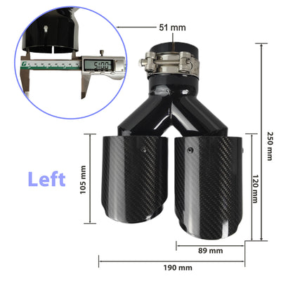 Embout d'Échappement Carbone Universel Double Sortie - vue de profil 2 - Becquet Voiture