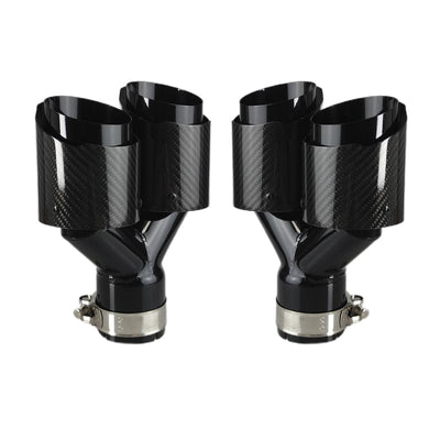 Embout d'Échappement Carbone Universel Double Sortie - vue de profil - Becquet Voiture