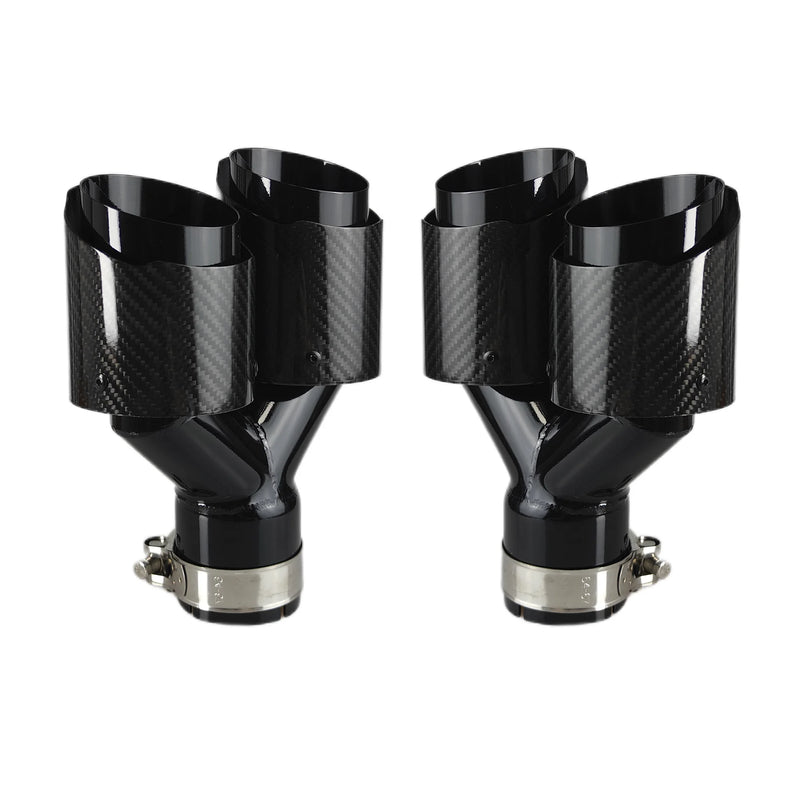 Embout d'Échappement Carbone Universel Double Sortie - vue de profil - Becquet Voiture