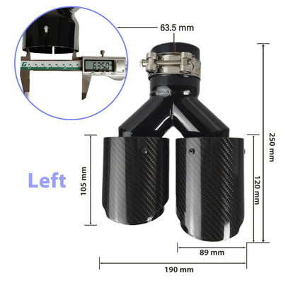 Embout d'Échappement Carbone Universel Double Sortie - vue de trois-quarts 3 - Becquet Voiture