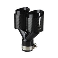 Embout d'Échappement Carbone Universel Double Sortie - vue de trois-quarts - Becquet Voiture
