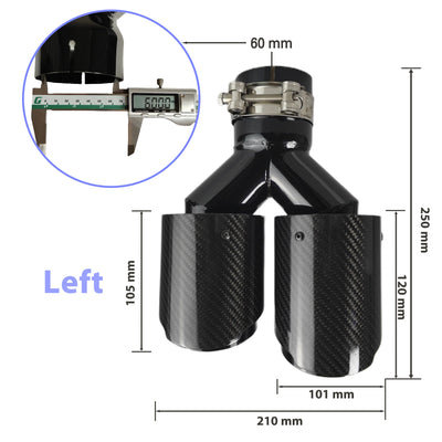 Embout d'Échappement Carbone Universel Double Sortie - vue rapprochée - Becquet Voiture