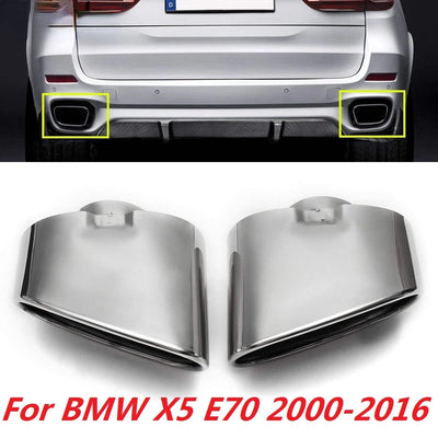 Embout d'Échappement Chromé BMW X5 E70 2000-2016 - vue de face - Becquet Voiture