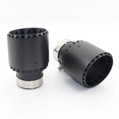 Embout d'Échappement Inox 304 Carbone Noir Mat - installé sur véhicule - Becquet Voiture