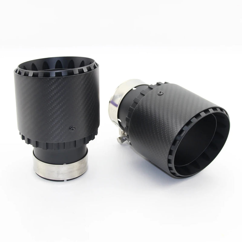 Embout d'Échappement Inox 304 Carbone Noir Mat - installé sur véhicule - Becquet Voiture
