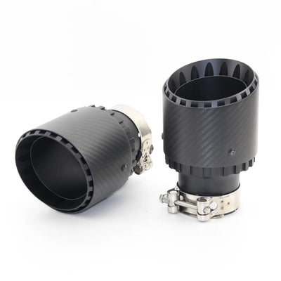 Embout d'Échappement Inox 304 Carbone Noir Mat - packshot studio - Becquet Voiture