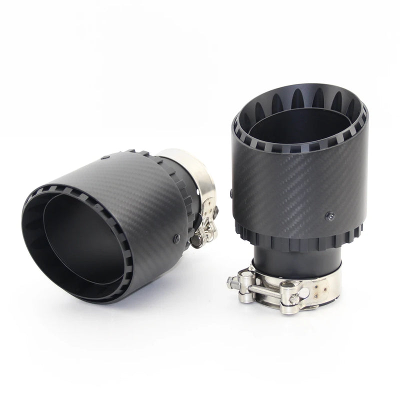 Embout d'Échappement Inox 304 Carbone Noir Mat - packshot studio - Becquet Voiture
