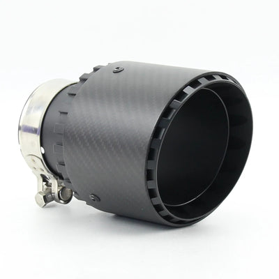 Embout d'Échappement Inox 304 Carbone Noir Mat - vue de face - Becquet Voiture