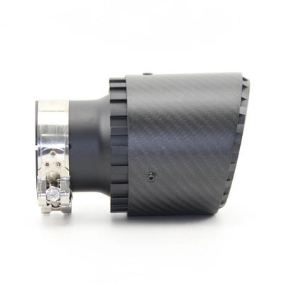 Embout d'Échappement Inox 304 Carbone Noir Mat - vue de profil - Becquet Voiture