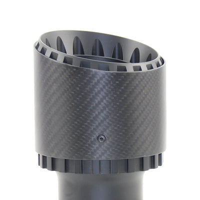 Embout d'Échappement Inox 304 Carbone Noir Mat - vue de trois-quarts - Becquet Voiture