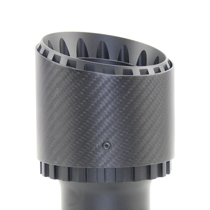 Embout d'Échappement Inox 304 Carbone Noir Mat - vue de trois-quarts - Becquet Voiture