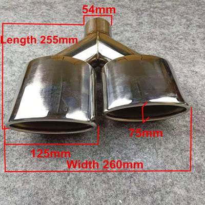 Embout d'Échappement Inox Double Sortie 54mm Universel - installé sur véhicule - Becquet Voiture