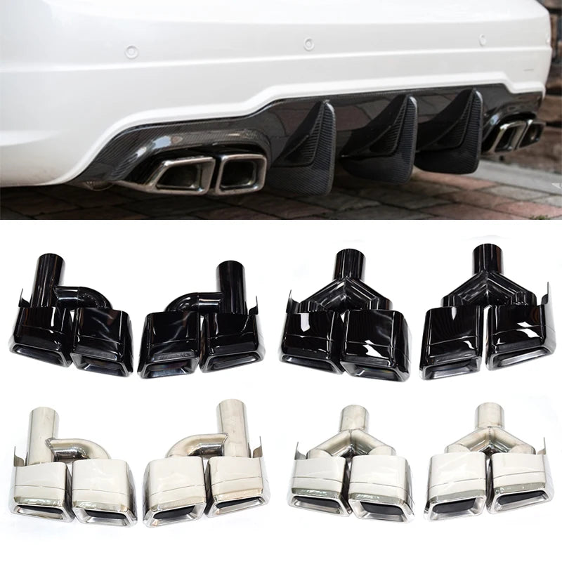 Embout d'Échappement Mercedes Classe C E CLS Quadruple - vue de face - Becquet Voiture