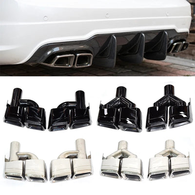 Embout d'Échappement Mercedes Classe C E CLS Quadruple - vue de face - Becquet Voiture