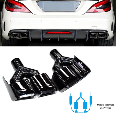 Embout d'Échappement Mercedes Classe C E CLS Quadruple - vue de profil - Becquet Voiture
