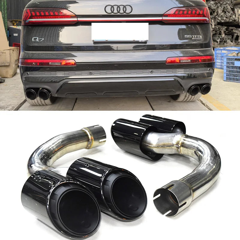 Embout d'Échappement Noir Audi Q7 4M 2016-2023 - vue de face - Becquet Voiture