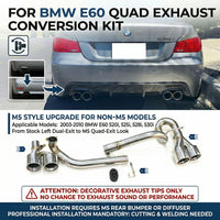 Embout d'Échappement Quadruple BMW Série 5 E60 - vue de face - Becquet Voiture