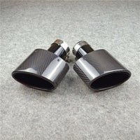 Embouts d'Échappement Carbone Inclinés Style Akrapovic (Paire) - installé sur véhicule - Becquet Voiture