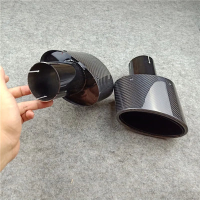 Embouts d'Échappement Carbone Inclinés Style Akrapovic (Paire) - vue arrière - Becquet Voiture