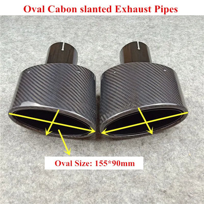 Embouts d'Échappement Carbone Inclinés Style Akrapovic (Paire) - vue de face - Becquet Voiture