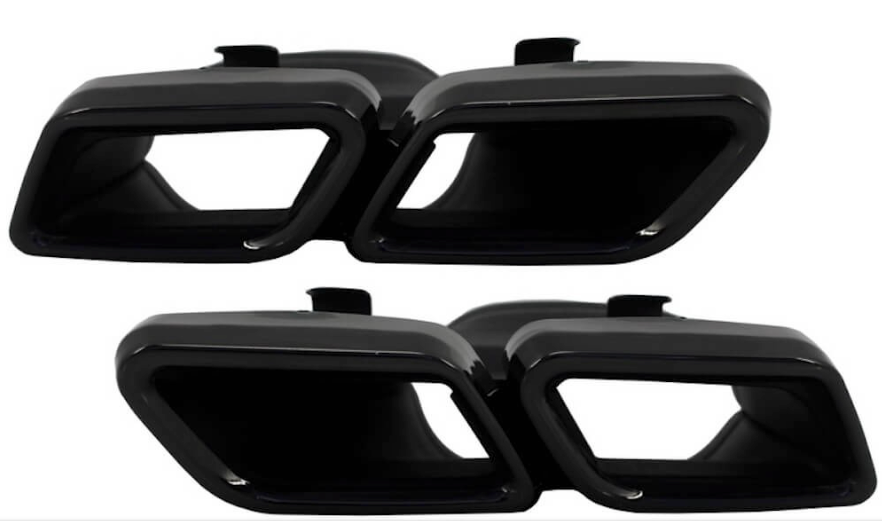 Embouts d'Échappements Noir Mercedes AMG C63 E63 GLC63 2014+ - vue de face - Becquet Voiture